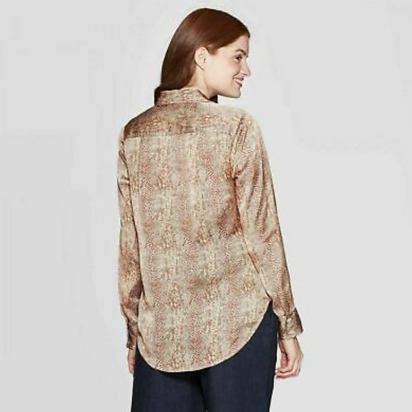 a new day toffee & cream snake print silky blouse - Picture 4 of 5
